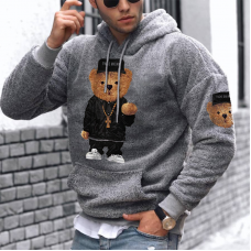 Long sleeve printed loose hooded top HF0409-05-01