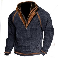 Men's casual zipper stand collar long sleeves HF0607-04-01