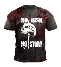 Skull ort-sleeved T-irt Men's Loose Summer Couple's Crewneck HF2705-04-02
