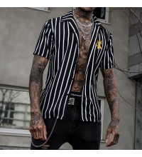 Seamless style black and white striped shirt HF1918-02-03