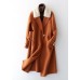 Luxury oversize trench coat fur collar brown Notched woolen overcoat