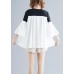 DIY o neck flare sleeve cotton blended shirts Women Tops white Knee tops Summer