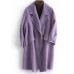 Fine pink Woolen Notched Coat Women oversize mid-length pockets coats