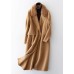 Fashion khaki woolen coats casual winter coat fur collar jackets tie waist