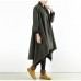 2021 winter woolen coats green cross asymmetrical cardigans long one button outwear dress